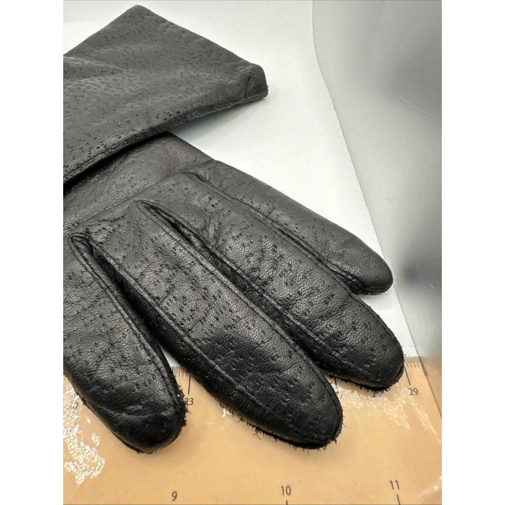 Vintage‎ Genuine Leather Woman's Black Gloves - M